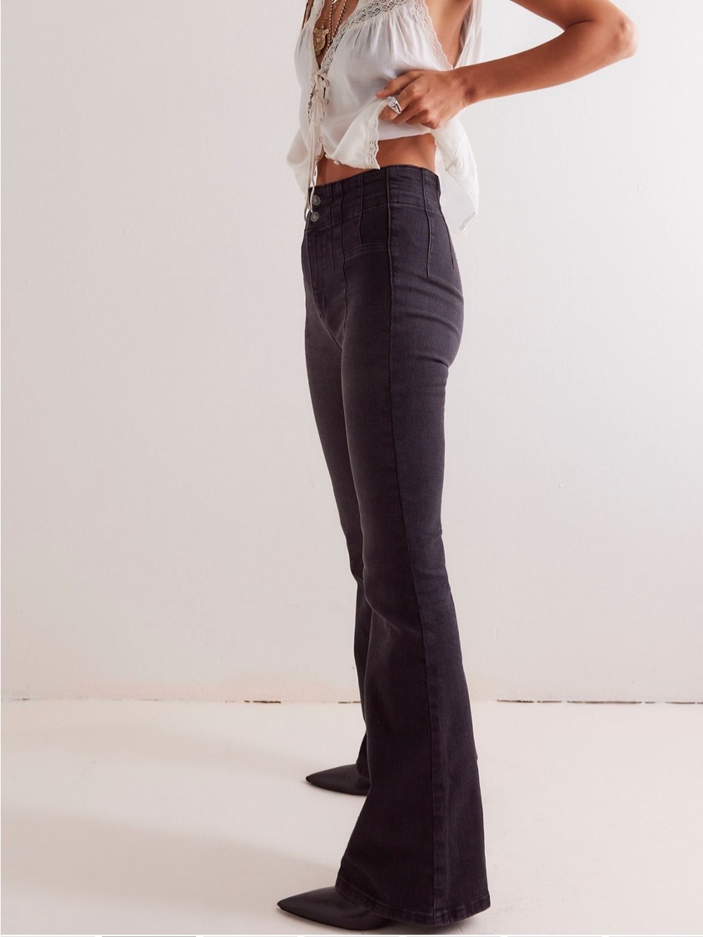 Free People Jayde Flare Black High-Rise Flare Jeans